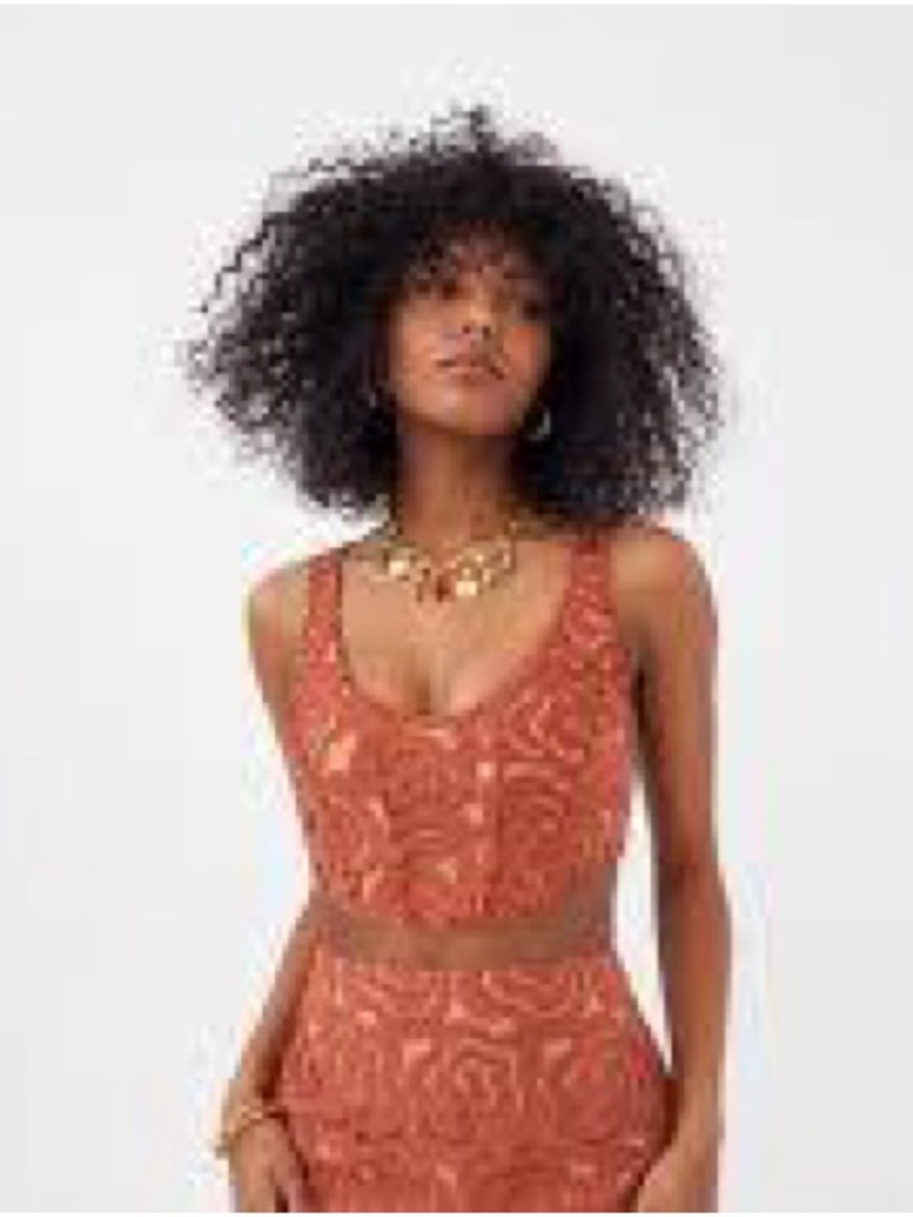 For Love And Lemons Rust Paisley Lace Crop Top - Burnt Orange
